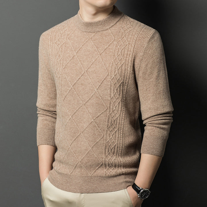 Herren hochwertiger Strickpullover mit diamantartigem Muster Echoarchiv