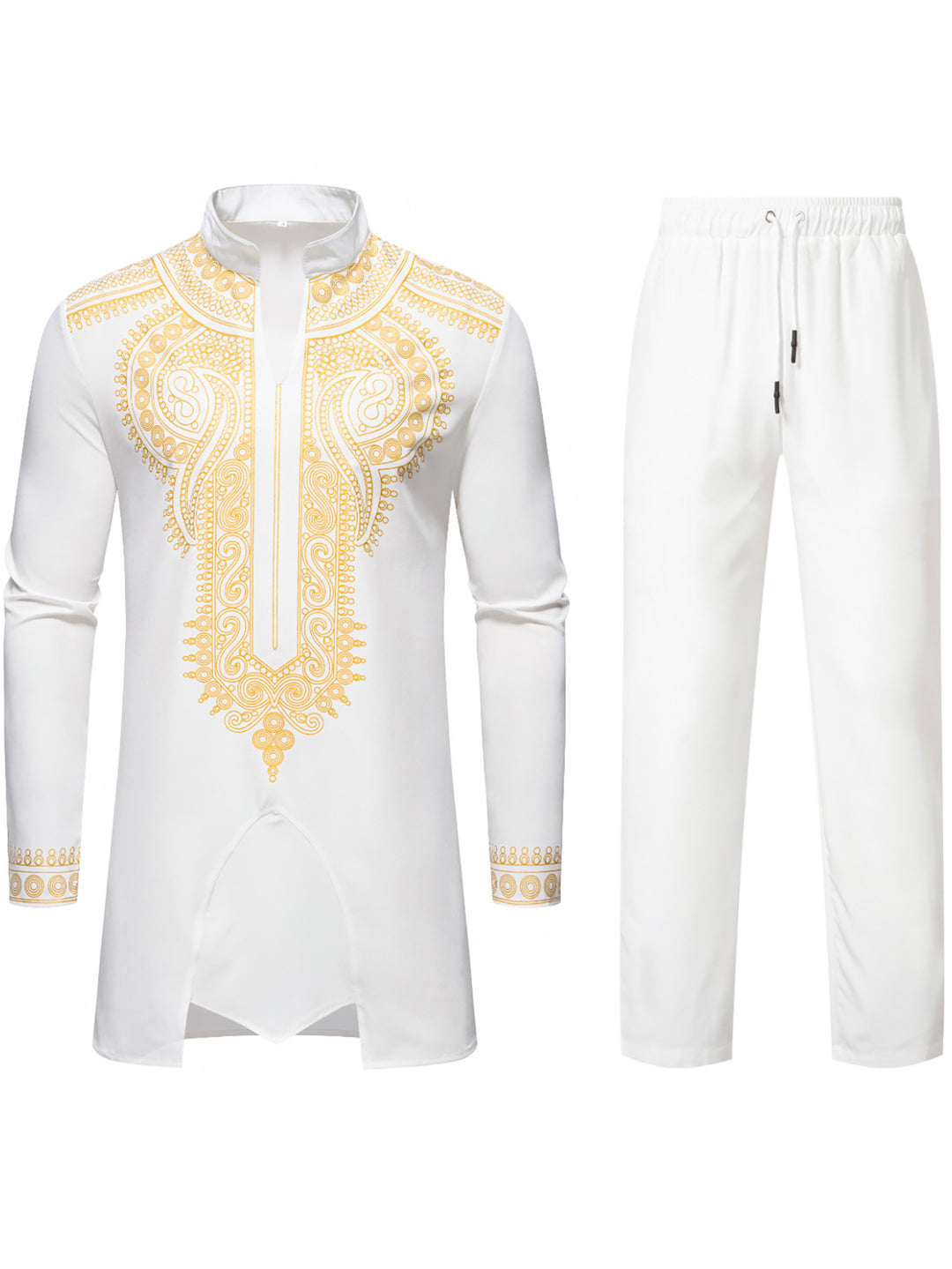 Herren Traditionelles besticktes Tunika‑Set mit Mandarinkragen und elastischer Hose Echo Archiv