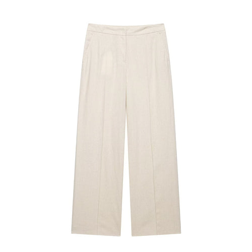 Damen Leichtweite Leinenoptik-Hose mit Bügelfalte und hoher Taille Echo Archiv