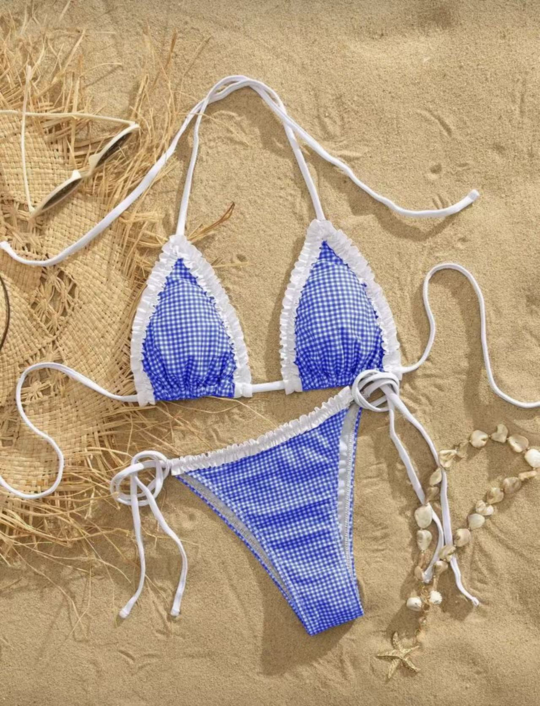 Damen Bikini-Set mit verspieltem Karomuster und charmanten Rüschendetails Echo Archiv