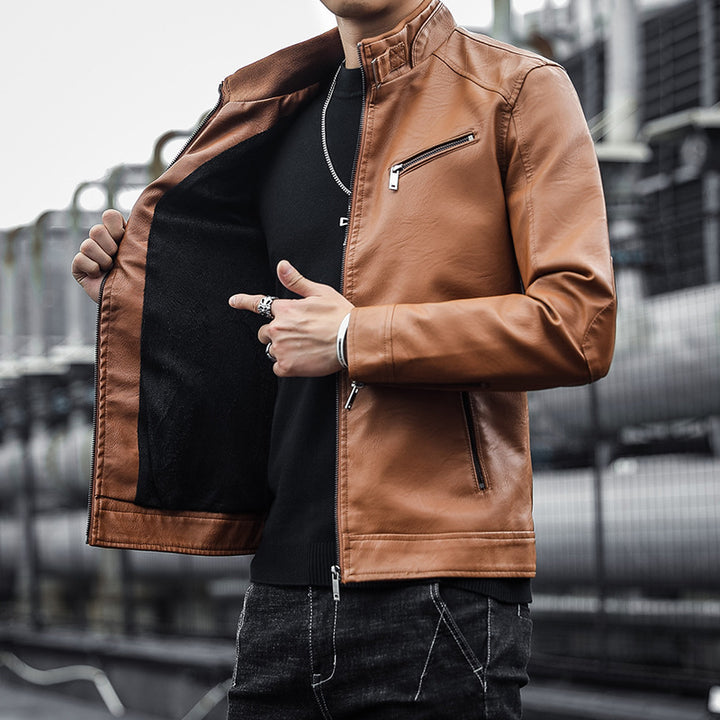 Herren Modische Kunstlederjacke mit warmem Innenfutter Echo Archiv