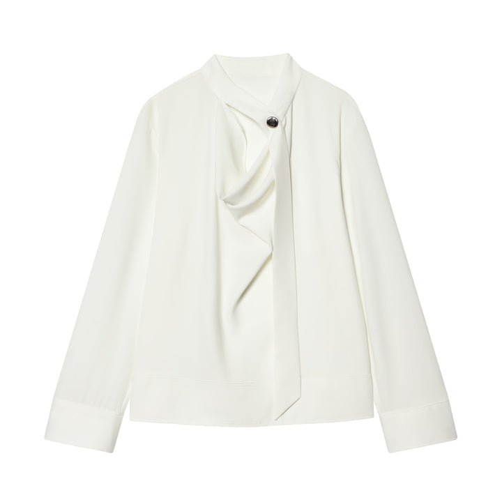 Damen nan schluppenbluse mit drapierter Knotenfront und breiten Manschetten Echo Archiv