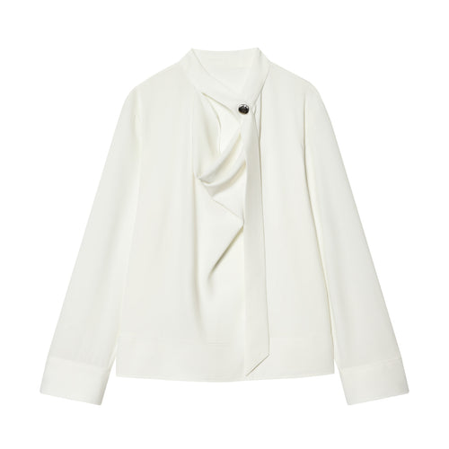 Damen nan schluppenbluse mit drapierter Knotenfront und breiten Manschetten Echo Archiv