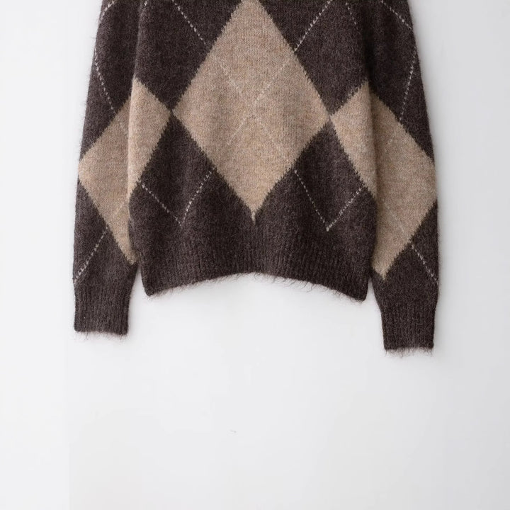 Damen Oversized Strickpullover mit Rollkragen und Rautenmuster Echo Archiv