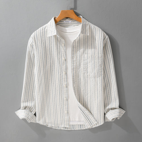 Herren Gestreiftes Overshirt aus Baumwollmix mit Brusttasche und Relaxed-Fit Echoarchiv