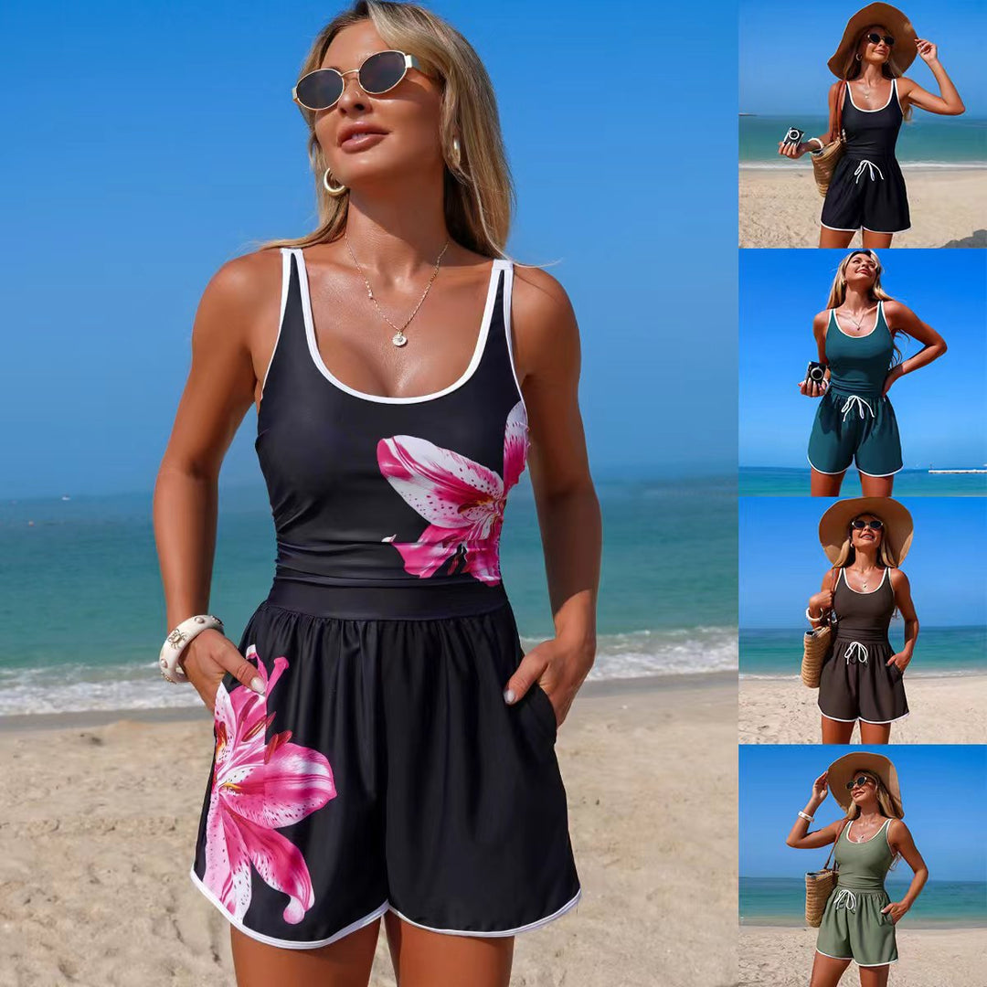 Damen Sportlicher Schwimmanzug mit lässigen Shorts Echo Archiv