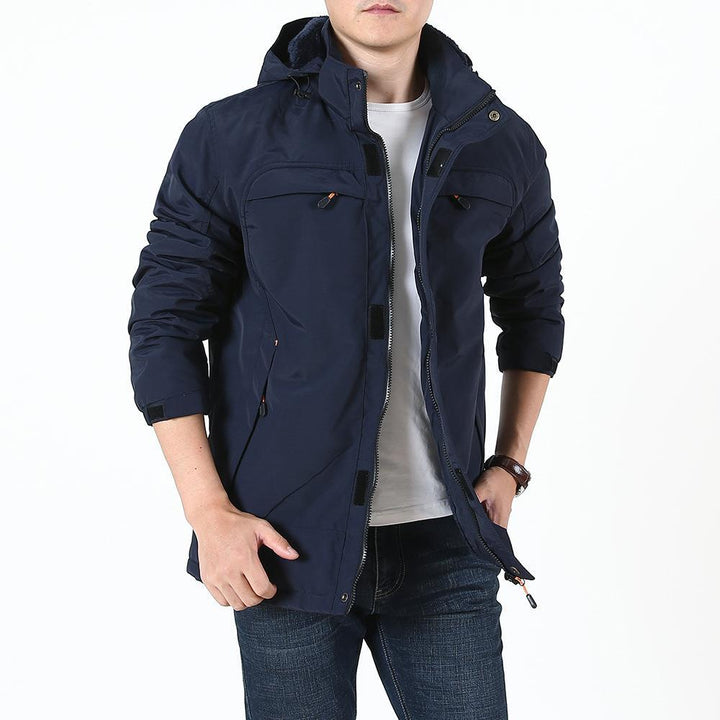 Herren Leichter Softshell-Parka mit Fleecegefütterter Kapuze und Multifunktions‑Taschen Echoarchiv