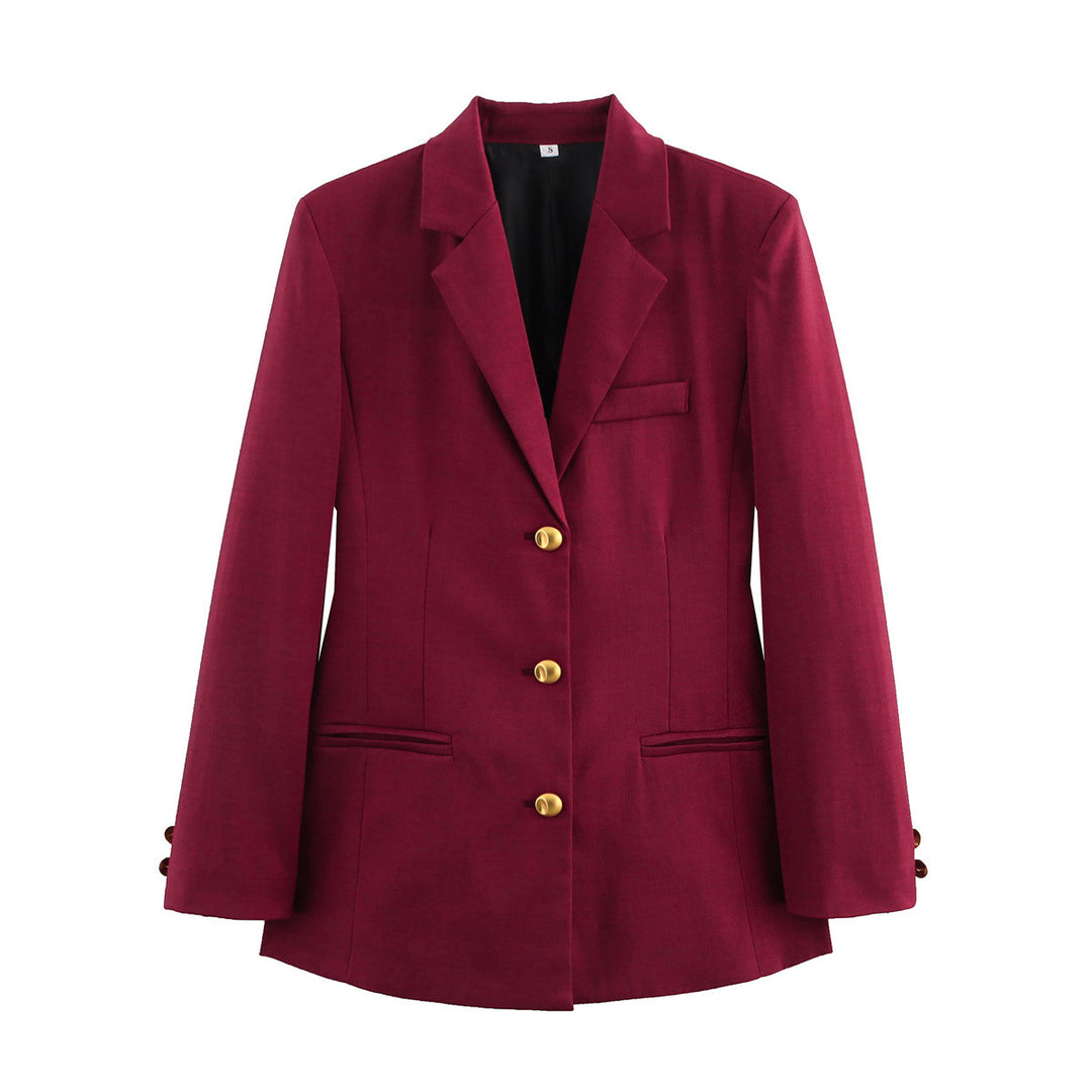 Damen klassischer Einreiher-Blazer im Mini-Hahnentritt mit goldknopfleiste und Wiener Nähten – Valéne