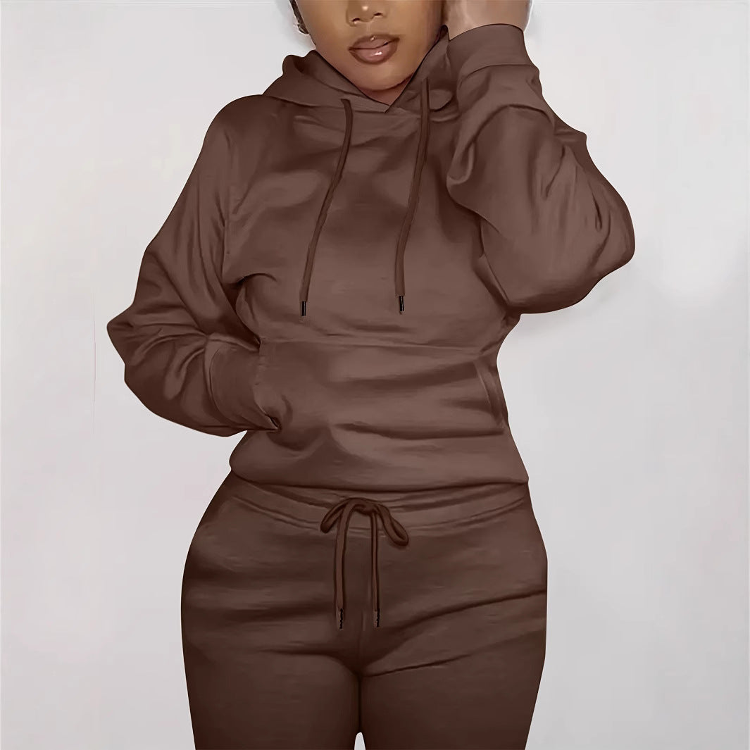 Damen nan figurbetontes Hoodie-und Taillenrock-Set mit Kängurutasche und Tunnelzug Echo Archiv