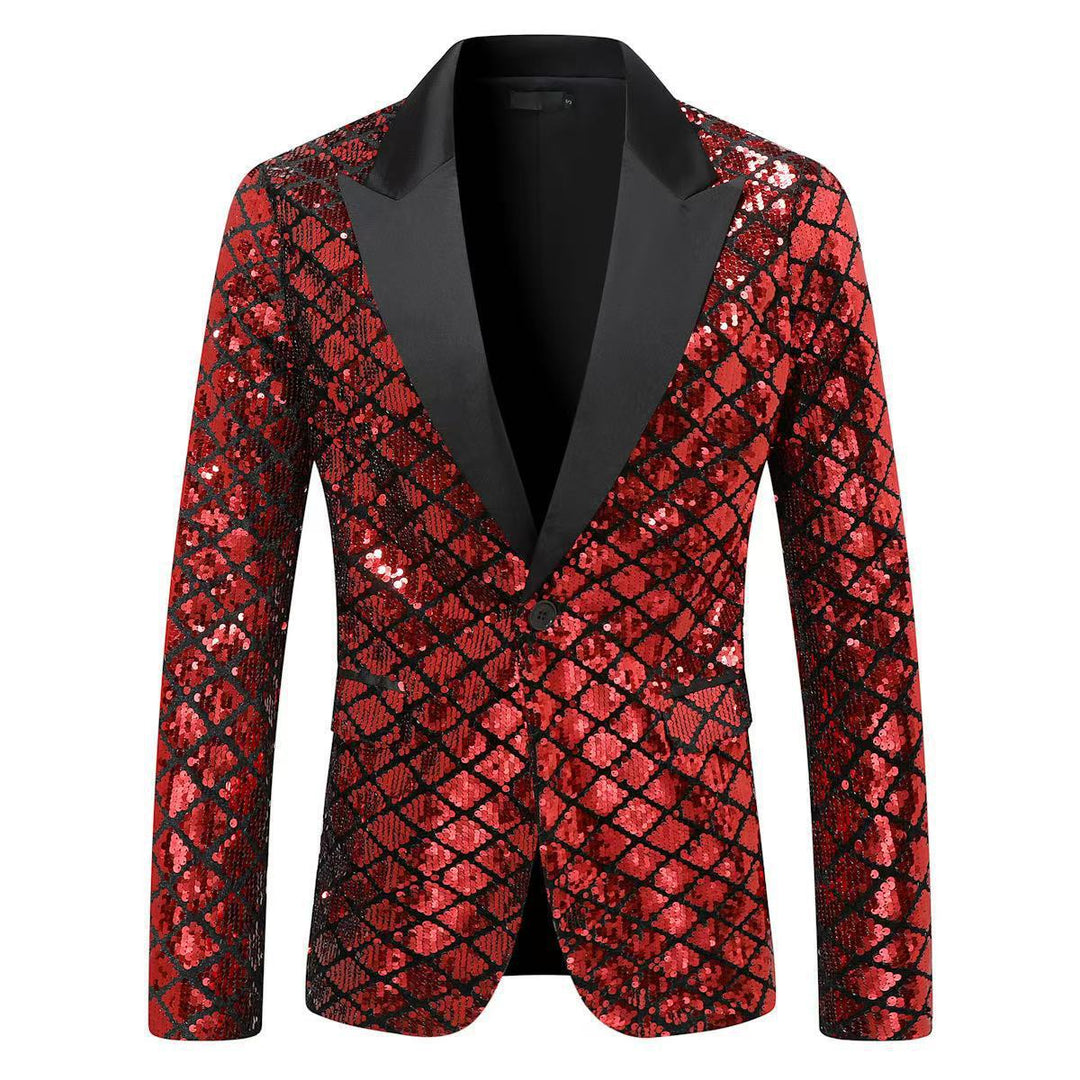 Herren elegante Pailletten-Blazerjacke mit klassischem Revers Echoarchiv