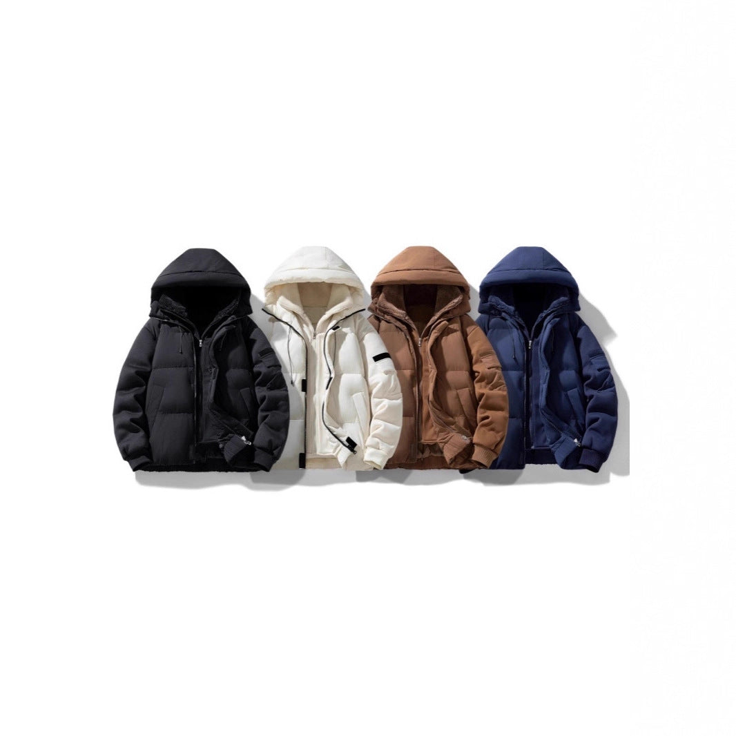 Herren Wattierte Kapuzenjacke mit Teddyfutter und kontrastierenden Softshell-Ärmeln Echo Archiv