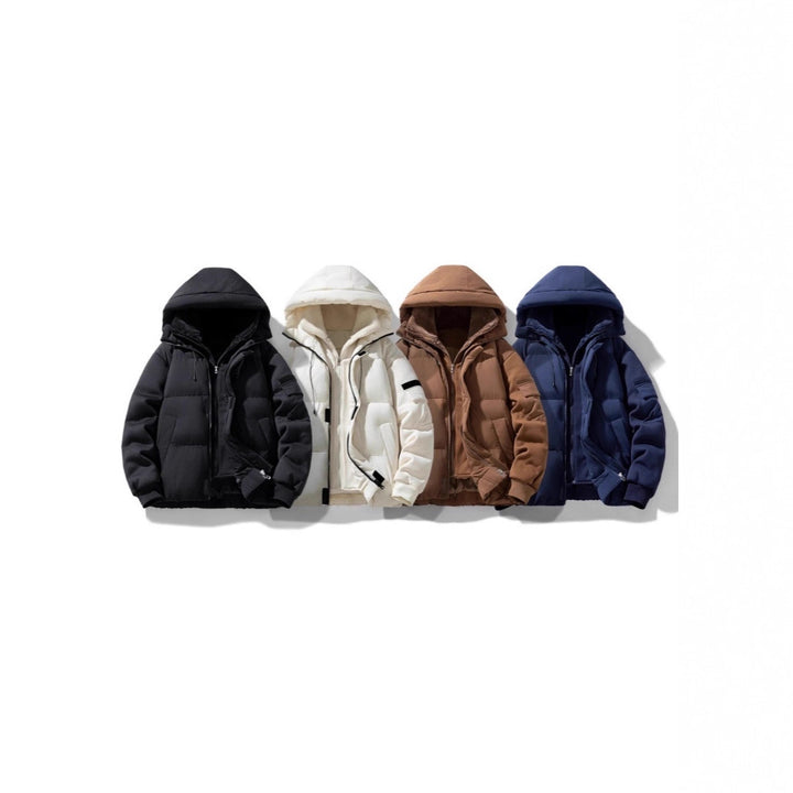 Herren Wattierte Kapuzenjacke mit Teddyfutter und kontrastierenden Softshell-Ärmeln Echo Archiv