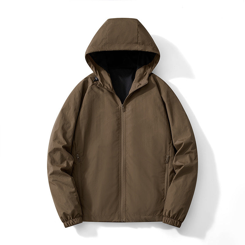 Herren Ultraleichter Kapuzen-Windbreaker mit atmungsaktivem Mesh‑Futter und verdecktem Reißverschluss Echo Archiv