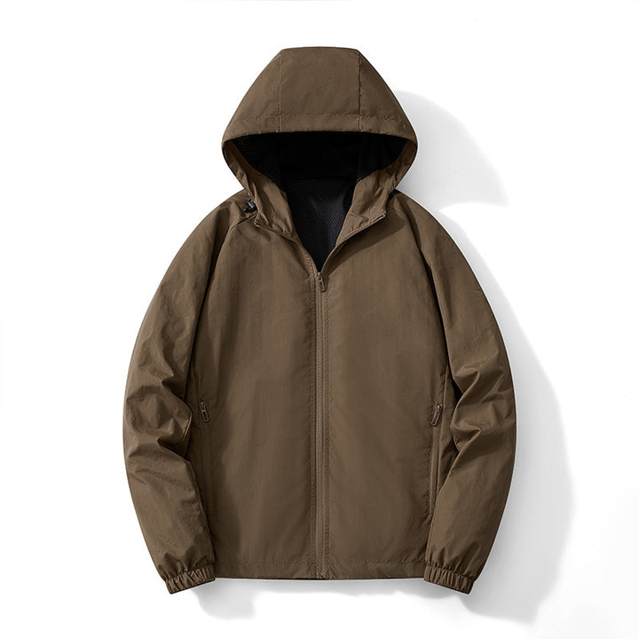 Herren Ultraleichter Kapuzen-Windbreaker mit atmungsaktivem Mesh‑Futter und verdecktem Reißverschluss Echo Archiv