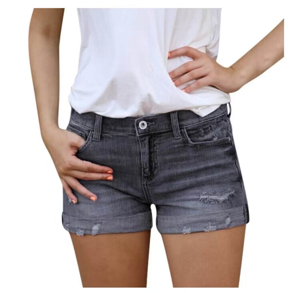 Damen hoch taillierte Denim-Shorts im modernen Vintage-Stil Echo Archiv