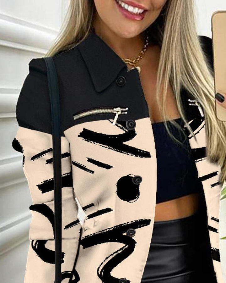 Damen nan karierter Longblazer im Shacket-Stil mit dekorativen Reißverschlüssen Echo Archiv
