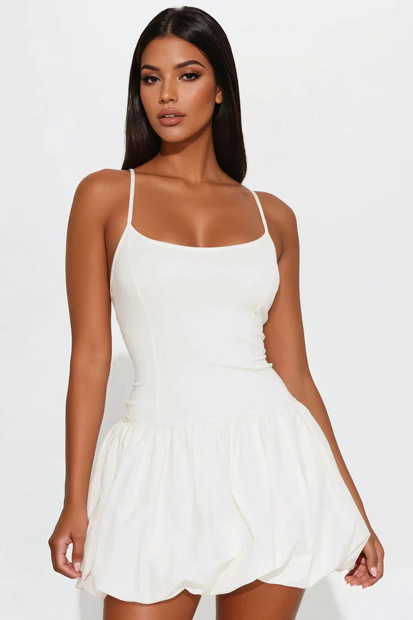Damen Minikleid mit doppeltem Rüschensaum und Spaghettiträgern Echo Archiv