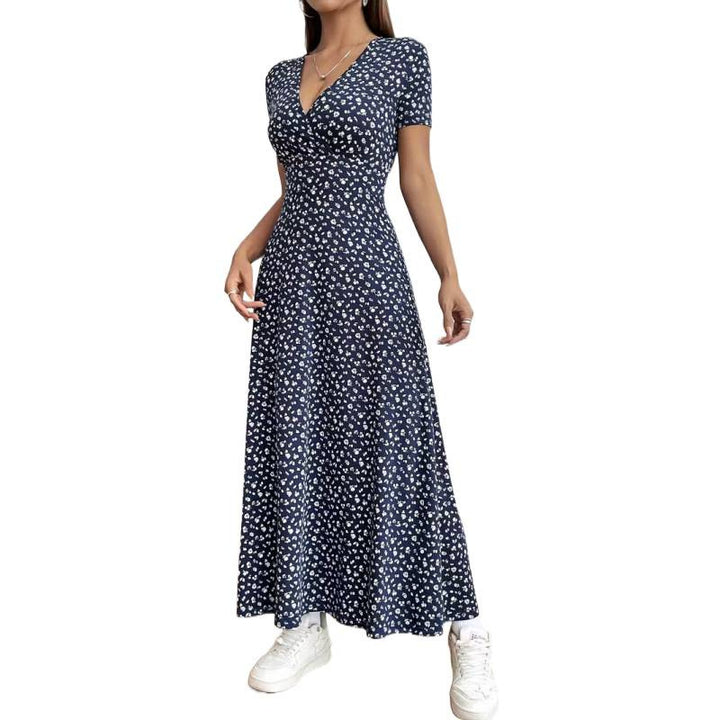 Damen Maxikleid mit vorteilhaftem V-Ausschnitt und floralem Muster Echo Archiv