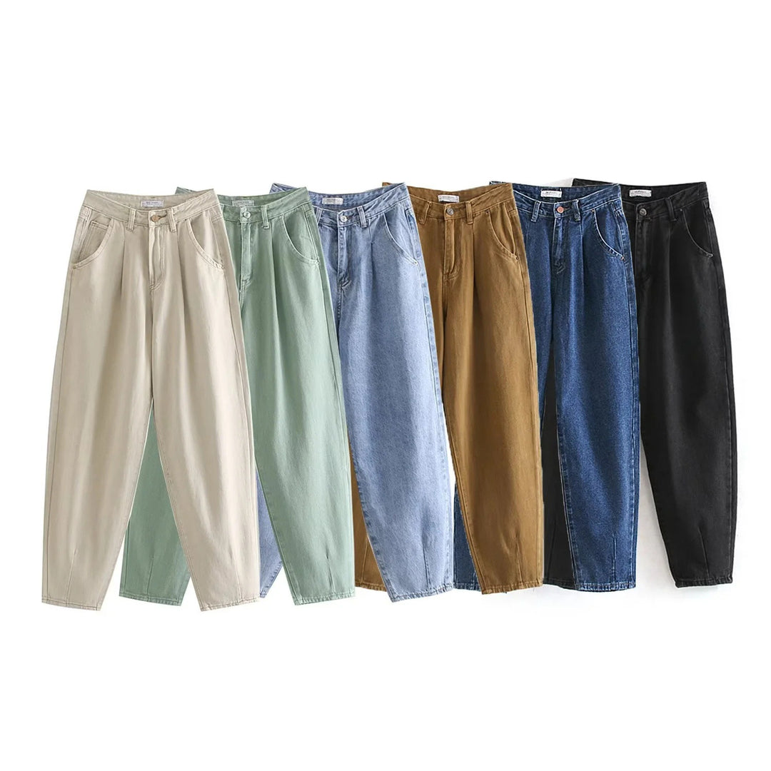 Damen Hochtaillierte Tapered‑Hose mit vorn gelegten Bundfalten und legerer Passform Echo Archiv