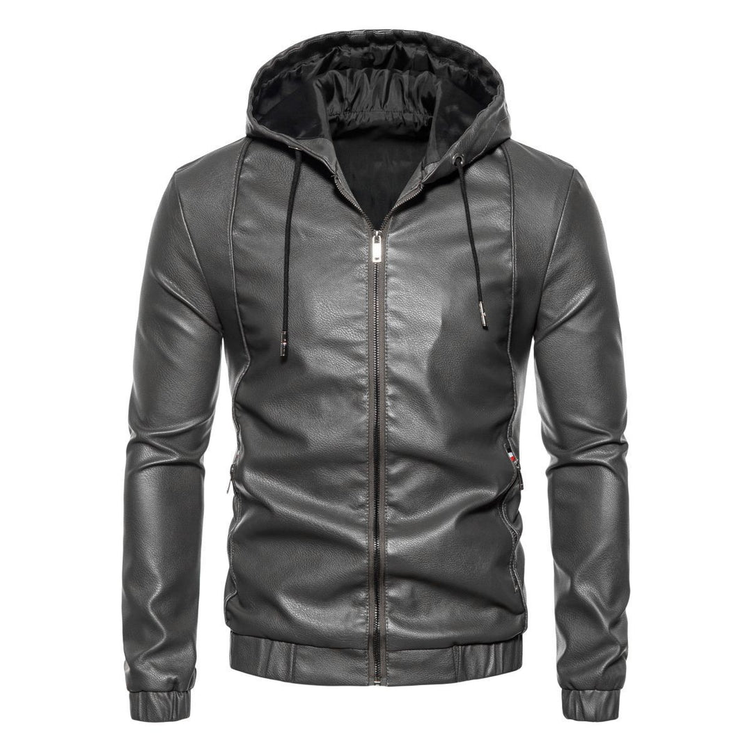 Herren Kunstlederjacke mit praktischem Kapuzen Design und sportiven Details Echoarchiv