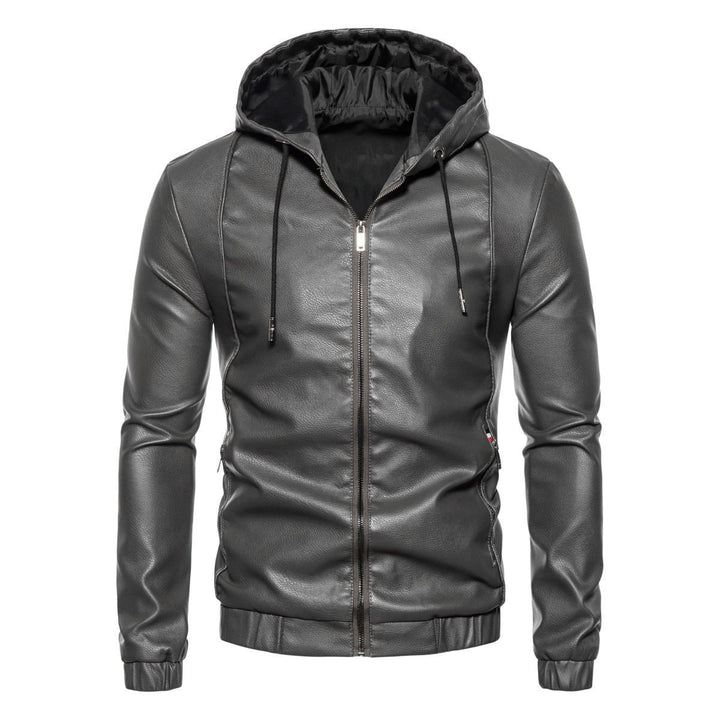 Herren Kunstlederjacke mit praktischem Kapuzen Design und sportiven Details Echoarchiv