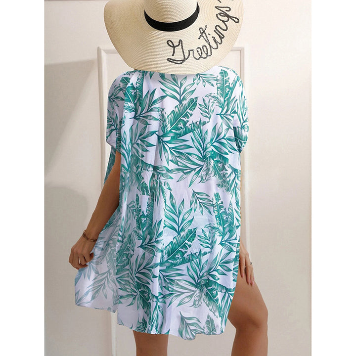 Damen Hochgeschnittener Bikini mit elegantem Scalloped-Oberteil und floralem Cover-Up Echo Archiv