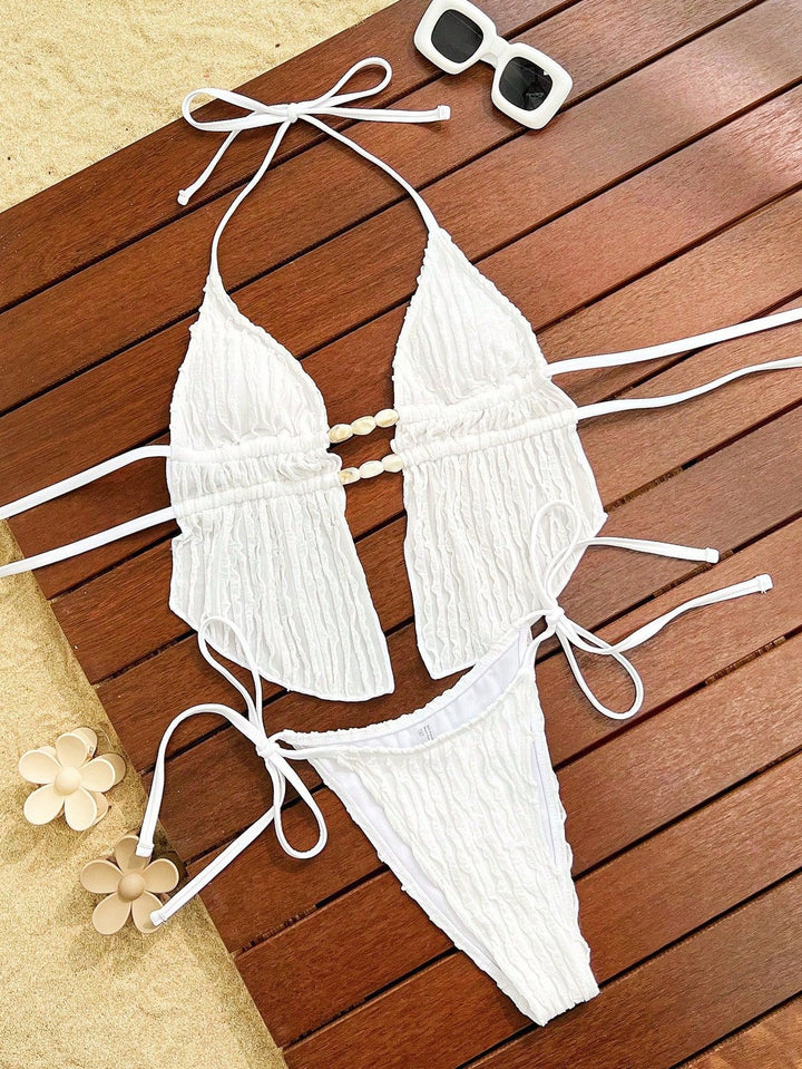 Damen Bikini-Set mit modischem Rüschendesign und verstellbaren Bindebändern Echo Archiv