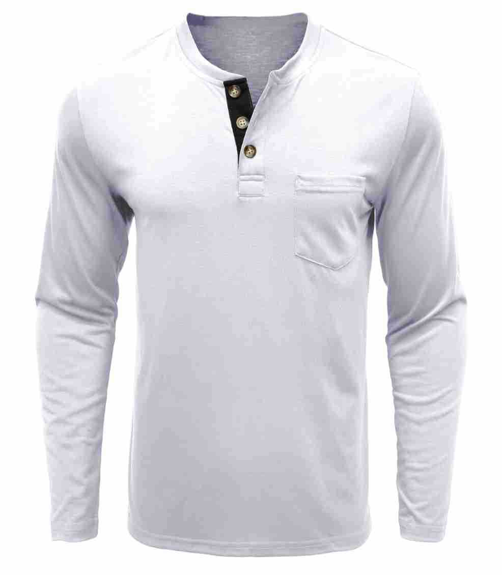 Herren Langarm-Henley-Shirt mit modischen Knöpfen Echoarchiv