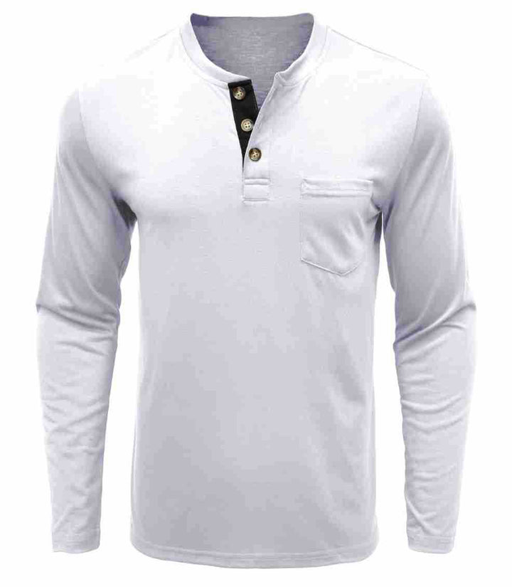 Herren Langarm-Henley-Shirt mit modischen Knöpfen Echoarchiv