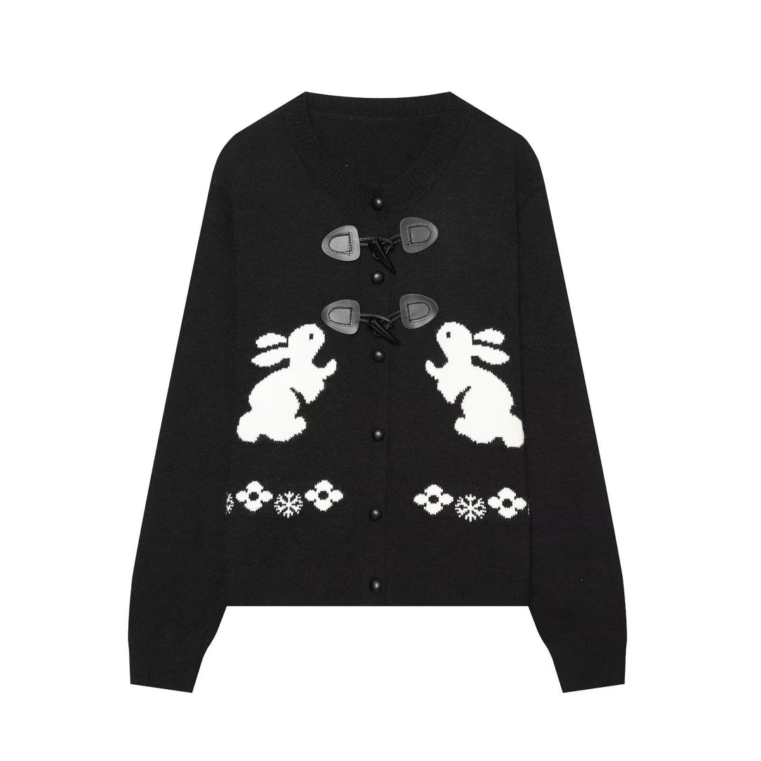 Damen Strickcardigan mit Hasenintarsien und dekorativem Knebelverschluss Echo Archiv