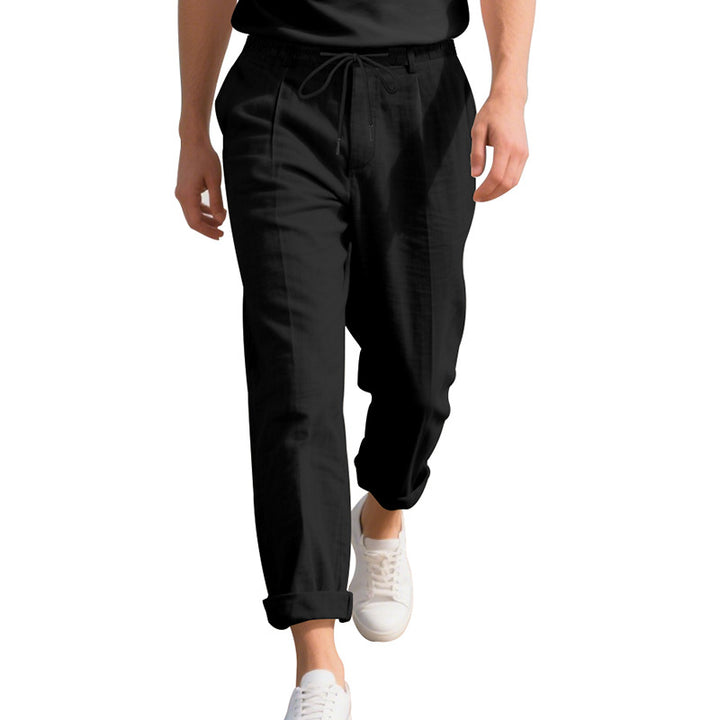 Herren nan strandtaugliche Leinenmisch-Loungehose mit elastischem Tunnelzug, dezenter Bundfalte und umgeschlagenem Knöchelabschluss Echo Archiv