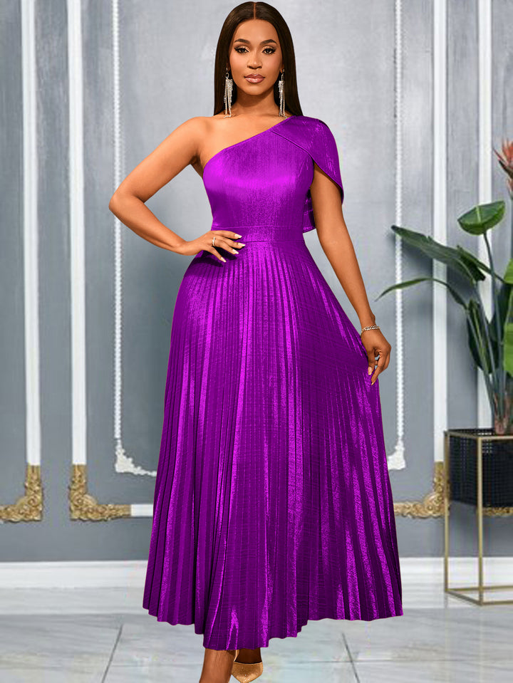 Damen Glamouröses Ein-Schulter Abendkleid mit Plissee-Falten Echo Archiv