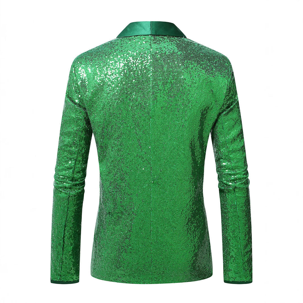 Herren eleganter glitzernder Blazer mit satinierter Kragenpartie Echoarchiv