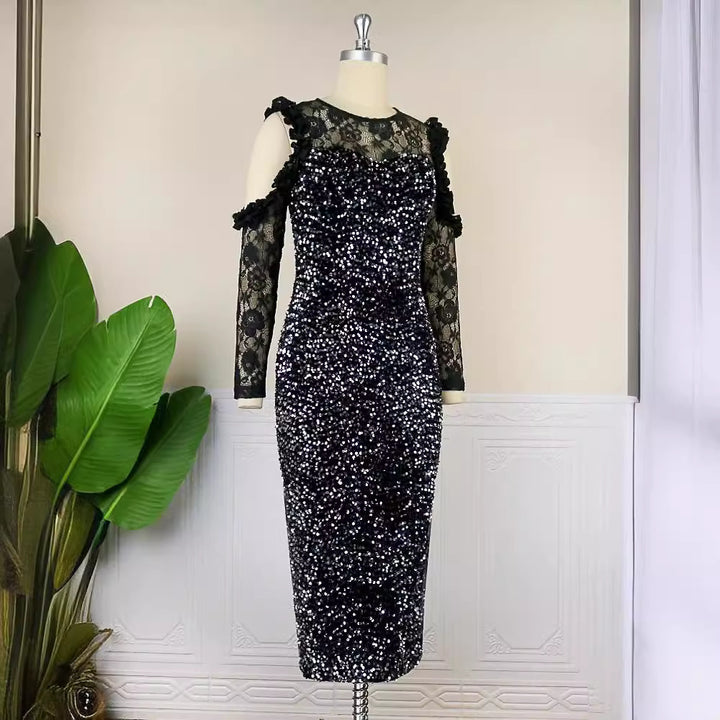Damen Glitzerndes Festkleid mit eleganten Spitzendetails Echo Archiv