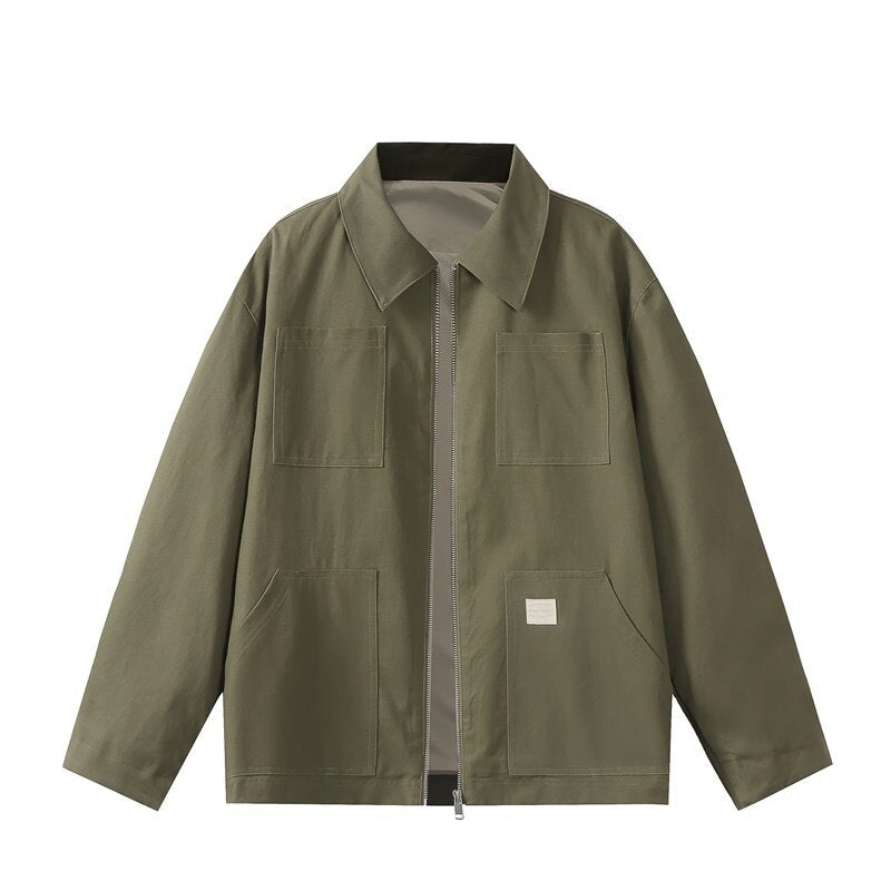 Herren Utility-Worker-Jacke mit durchgehendem Reißverschluss, aufgesetzten Taschen und geradem Schnitt Echoarchiv