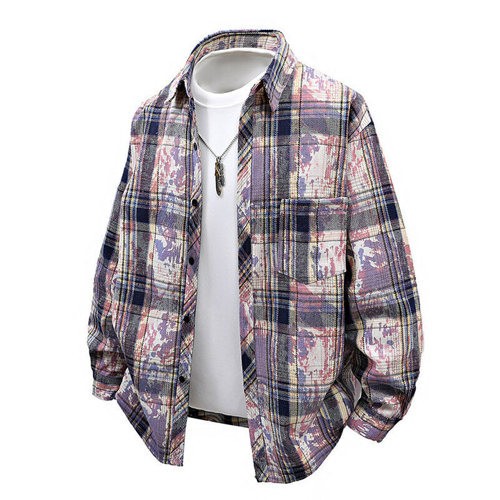 Herren oversized Karobluse mit kreativen Farbakzenten und praktischen Brusttaschen Echoarchiv