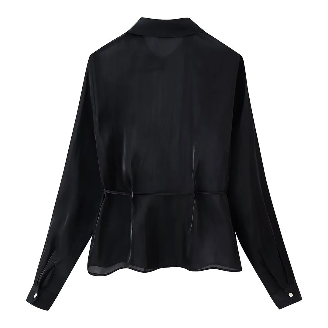 Damen nan taillierte Hemdbluse mit Schößchen, Hemdkragen und Manschetten Echo Archiv