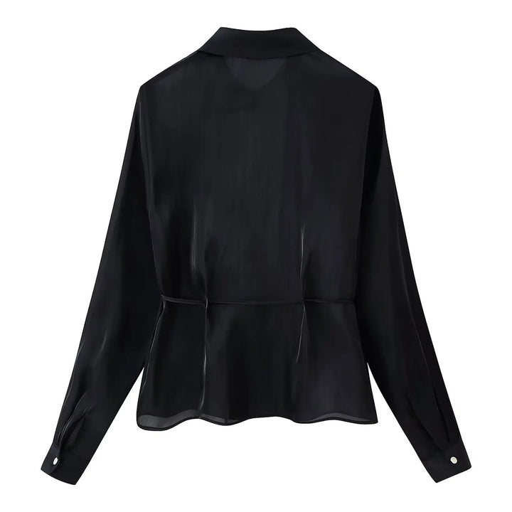 Damen nan taillierte Hemdbluse mit Schößchen, Hemdkragen und Manschetten Echo Archiv