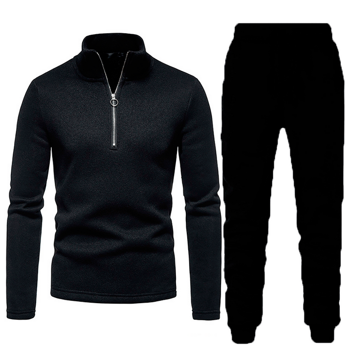 Herren Sportliches Fleece Trainingsanzug-Set mit Reißverschluss Echoarchiv