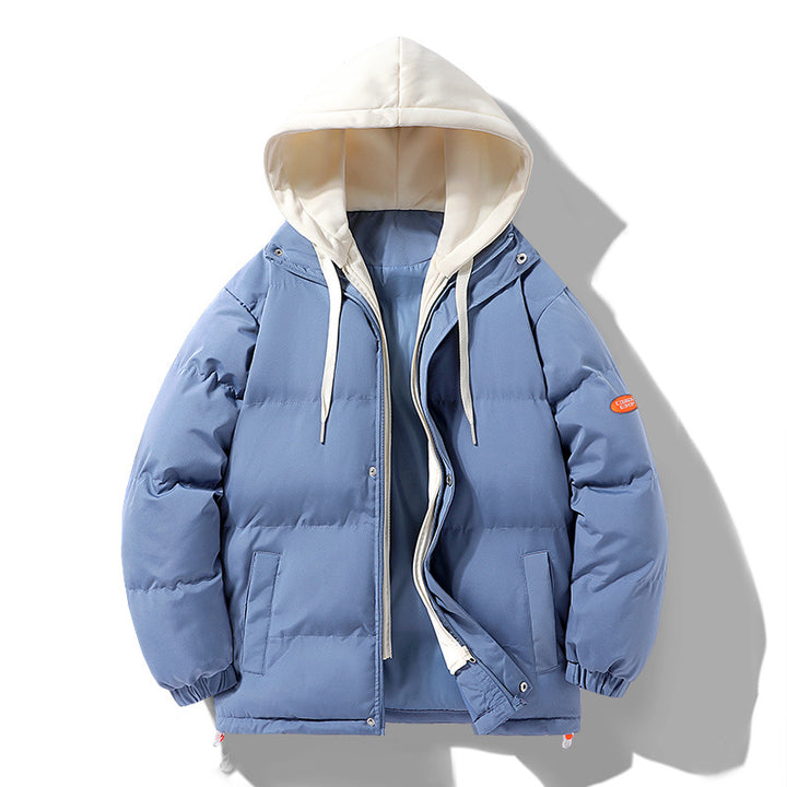 Herren Wattierte Pufferjacke mit kontrastfarbener Kapuze, winddichter Außenhülle und Kordelzug Echo Archiv