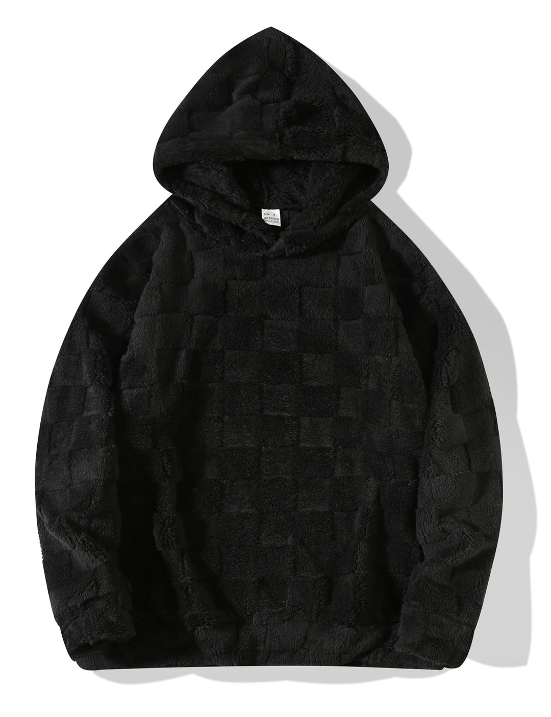 Damen Oversize-Plüschhoodie mit Karomuster, Kapuze und weichem Teddyfutter – Auréline