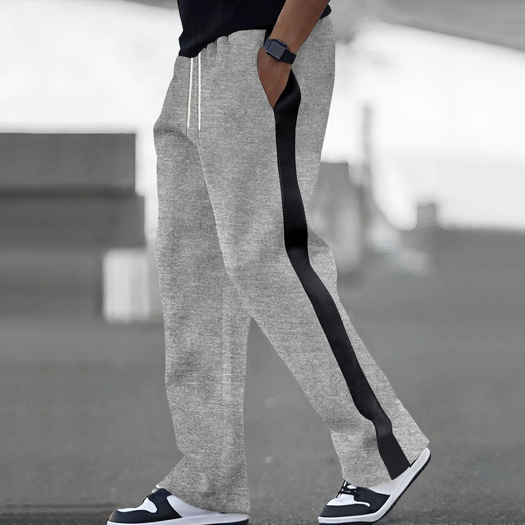 Herren Weite Trackhose mit Kontrastseiten, Tunnelzug und geripptem Bund – Sorevano