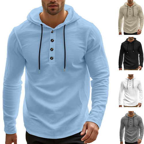 Herren sportliches Kapuzenshirt mit Knopfleiste Echoarchiv