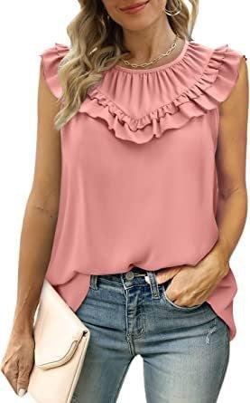 Damen leichtes Rüschenshirt mit elegantem Rundhalsausschnitt Echo Archiv