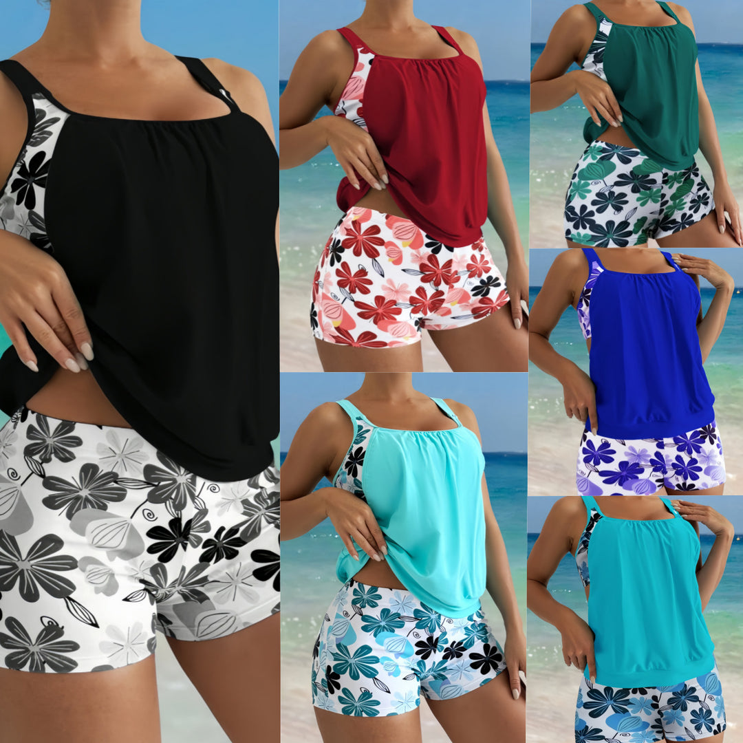 Damen Tankini-Set mit modischem Kurztop und Blumenmuster Echo Archiv