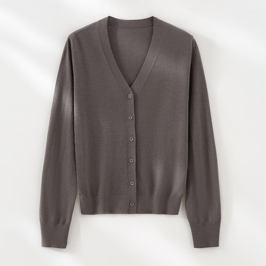 Damen Feinstrick-Cardigan mit V-Ausschnitt, Knopfleiste und Rippbündchen Echoarchiv