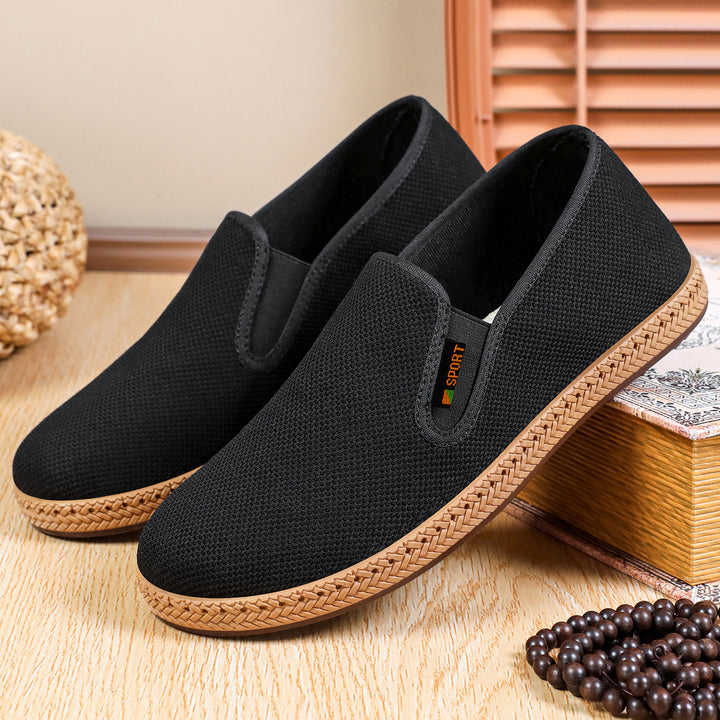 Herren nan leichter Slip-On Freizeitschuh aus atmungsaktivem Strick mit geflochtener Leichtsohle Echo Archiv