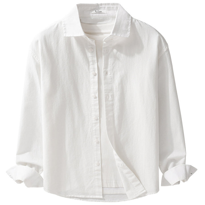 Herren Leichtes Leinen-Baumwoll-Overshirt mit Kentkragen, Relaxed‑Fit und durchgehender Knopfleiste Echoarchiv