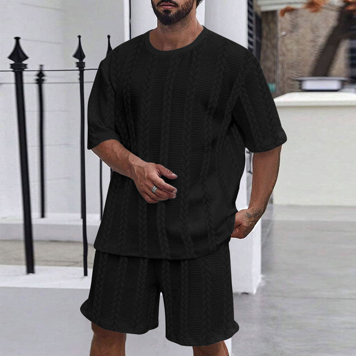 Herren lässiges Strickset mit oversized T-Shirt und Shorts Echoarchiv