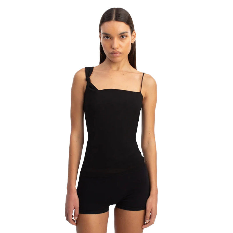 Damen lässiges Trägershirt mit knoten Detail Echo Archiv